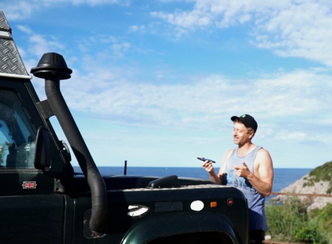 Using Wispr near the Land Rover at SeaSpace in Montenegro